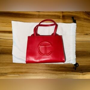 Telfar Small Red Leather Mini Tote